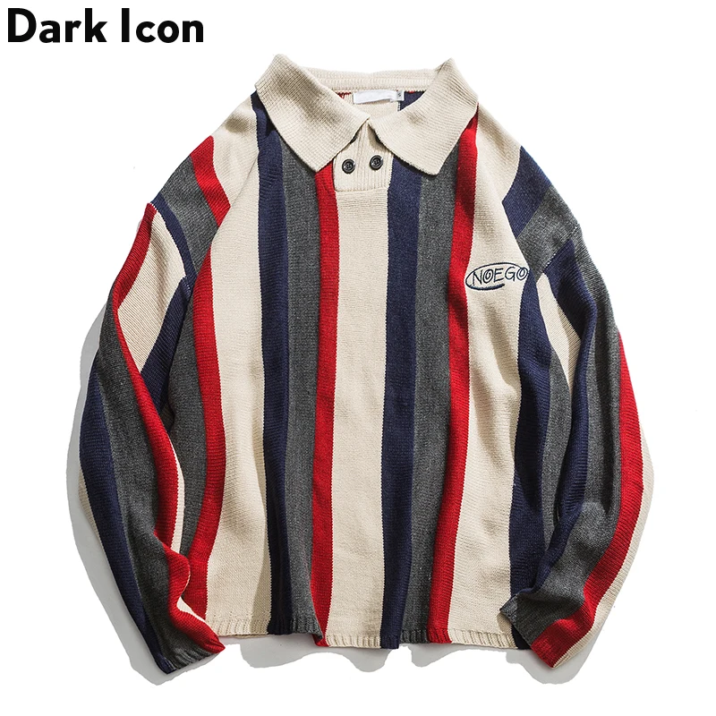 Dark Icon Color Block Hip Hop Striped Sweater Turn-down Collar Men Loose Style Men’s Sweater Streetwear Sweater For Man
Dark Icon Color Block Hip Hop Striped Sweater Turn-down Collar Men Loose Style Men’s Sweater Streetwear Sweater For Man