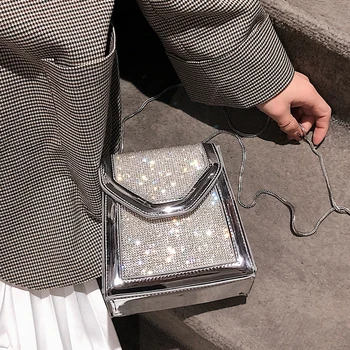 Diamonds Fashion Women Shoulder Bags Chain Mini Flap Designer Handbags Luxury Female Silver Satin Crossbody Bag Lady Totes 
Diamonds Fashion Women Shoulder Bags Chain Mini Flap Designer Handbags Luxury Female Silver Satin Crossbody Bag Lady Totes