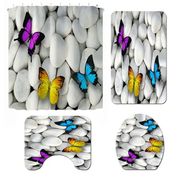 4pcs Non Slip Waterproof Butterfly Pattern Home Polyester Mildew Resistant Shower Curtain Decorative Rugs Mat Set Toilet Cover
4pcs Non Slip Waterproof Butterfly Pattern Home Polyester Mildew Resistant Shower Curtain Decorative Rugs Mat Set Toilet Cover