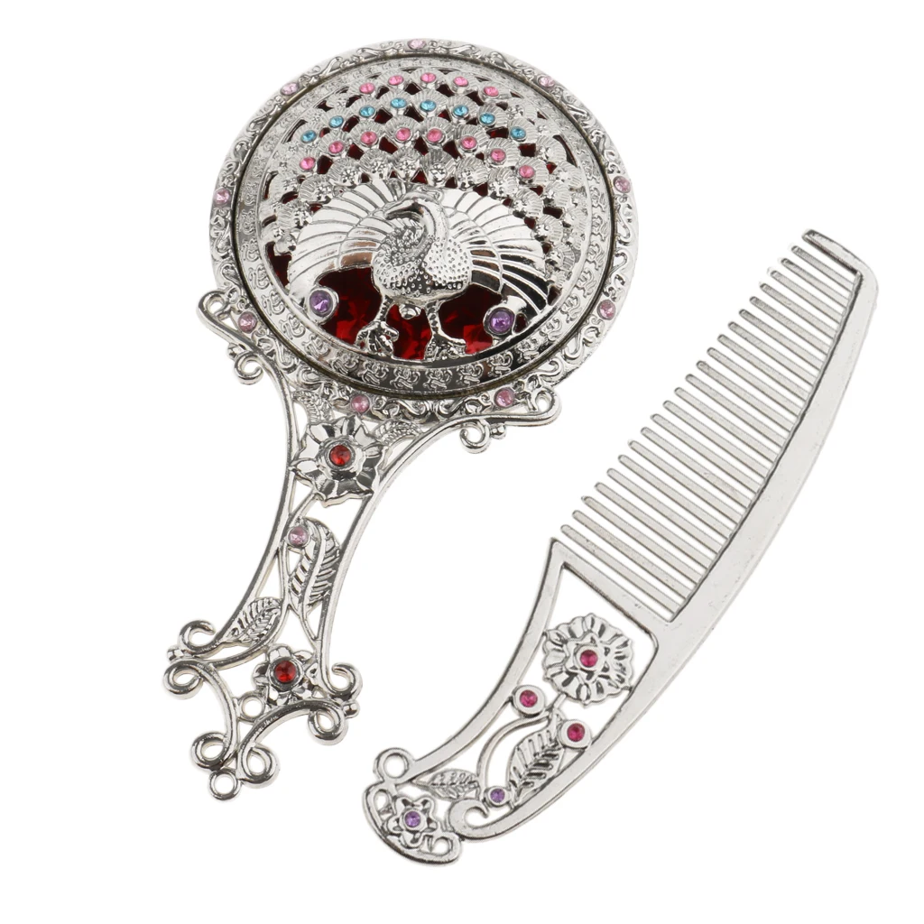 Antique Rhinestone Plated Hollow Makeup Hand Mirror Comb Set Round Silver Handheld Makeup Mirror Antique Hand Mirror Antique Rhinestone Plated Hollow Makeup Hand Mirror Comb Set Round Silver Handheld Makeup Mirror Antique Hand Mirror