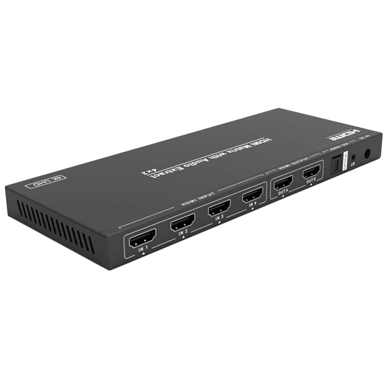4X2 HDMI Matrix Splitter Switch HDCP 2.2 EDID 4K2K(4:2:0) UHD Converter Optical L/R Digital Analog Audio Extractor + Remote EU P
4X2 HDMI Matrix Splitter Switch HDCP 2.2 EDID 4K2K(4:2:0) UHD Converter Optical L/R Digital Analog Audio Extractor + Remote EU P