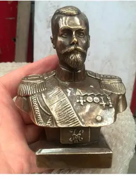 

Russian Tsar NICHOLAS II bust The tsar bust statue 5" H bronze statue Crafts Home Furnishing Arts pure copper