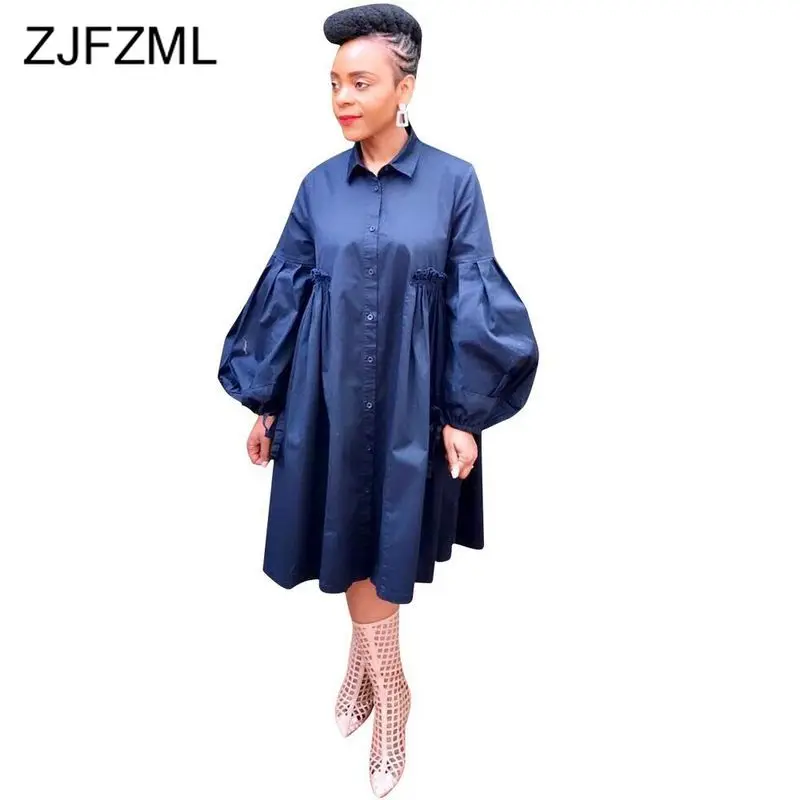 Buttons Up Causal Plus Size Dress Women Turn-Down Collar Long Lantern Sleeve Midi Dresses Ruched Solid Loose Dress Autumn 2019
Buttons Up Causal Plus Size Dress Women Turn-Down Collar Long Lantern Sleeve Midi Dresses Ruched Solid Loose Dress Autumn 2019