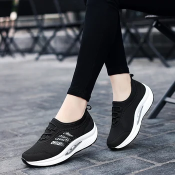 

Wedges Shoes Loafers Flat Platform Shoes Woman Casual Sneakers Mesh Breathable Zapatillas Mujer Lace Up Tenis 2019