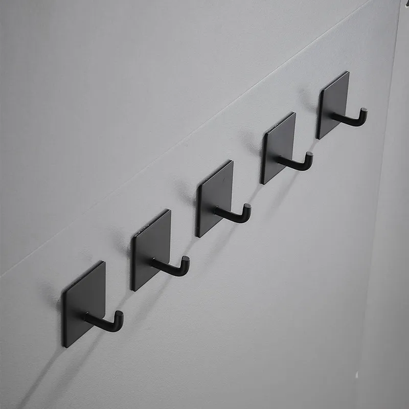 LIUYUE Single Hooks Black Stainless Steel Adhesive Bathroom Towel Family Hat Key Wall Free Of Nail Kitchen | Обустройство дома