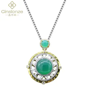 Cinsionze Unisex Creative Rotating Agate Stone Pendant Necklace Gemstone Chalcedony Necklace Zircon S925 Silver Plated Necklace
Cinsionze Unisex Creative Rotating Agate Stone Pendant Necklace Gemstone Chalcedony Necklace Zircon S925 Silver Plated Necklace