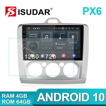 

ISUDAR PX6 Car Multimedia Player 1 Din Android 10 Car Radio For Ford/Focus 2 Mk 2 2004-2008 2009-2011 GPS Auto Stereo System DSP