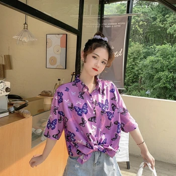 COIGARSAM 3XL Plus Size Vintage Short Sleeve Shirt Womens tops Summer Casual Loose Women shirts Purple 230 
COIGARSAM 3XL Plus Size Vintage Short Sleeve Shirt Womens tops Summer Casual Loose Women shirts Purple 230