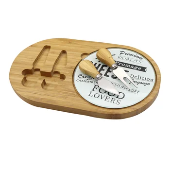 

Jaswehome Cheese Board Sets Glass Cheese Serving Boards Bamboo Cutting Board With Built-in Cheese Knife Kit Kitchenwares