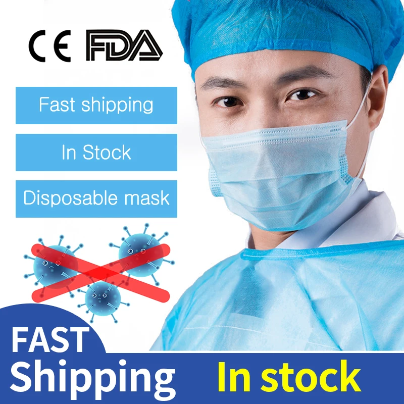 50 Pcs Non Woven Disposable Face Mask 3 Layer Soft Breathable Earloop Anti-droplets Anti-dust Face Masks
50 Pcs Non Woven Disposable Face Mask 3 Layer Soft Breathable Earloop Anti-droplets Anti-dust Face Masks