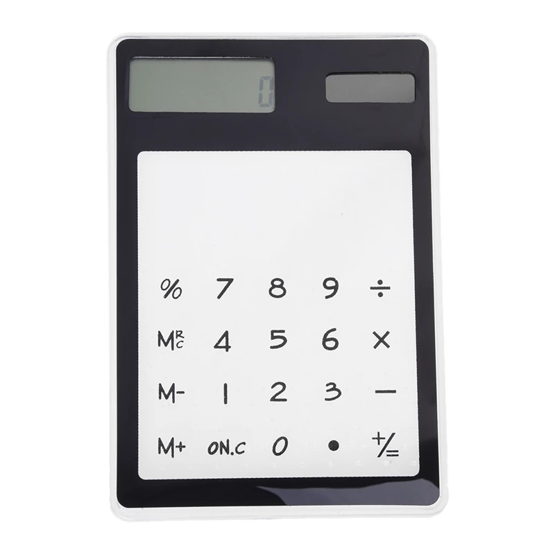 Desk Solar Transparent Touch Calculator Black 8 figures
