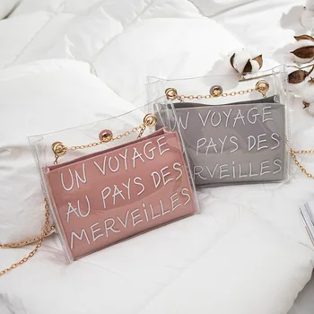 2020 Spring Fashion Women Letter Printed Shoulder Bag Fashion Chain Casual Transparent Bag Femmal Messenger Bags
2020 Spring Fashion Women Letter Printed Shoulder Bag Fashion Chain Casual Transparent Bag Femmal Messenger Bags