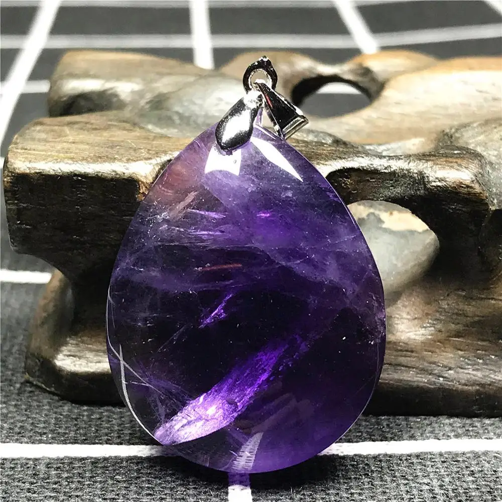 Natural Purple Amethyst Pendant Woman Man Clear Crystal 32x25x9mm Water Drop Beads Silver Stone Healing Fashion Jewelry AAAAA 
Natural Purple Amethyst Pendant Woman Man Clear Crystal 32x25x9mm Water Drop Beads Silver Stone Healing Fashion Jewelry AAAAA