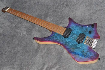 2019 NK Headless Fanned Frets Electric guitar blue Eye Poplar Veneer Flame Maple top Roasted Flame Neck Guitar
2019 NK Headless Fanned Frets Electric guitar blue Eye Poplar Veneer Flame Maple top Roasted Flame Neck Guitar