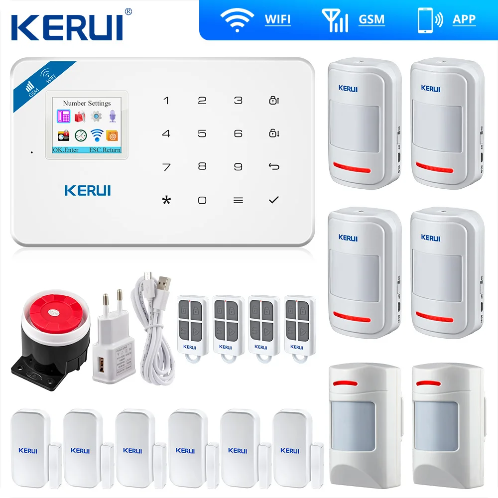 

2017 Kerui W18 Wireless Wifi GSM IOS/Android APP Control LCD GSM SMS Home Burglar Alarm System Pet Immune PIR Detector
