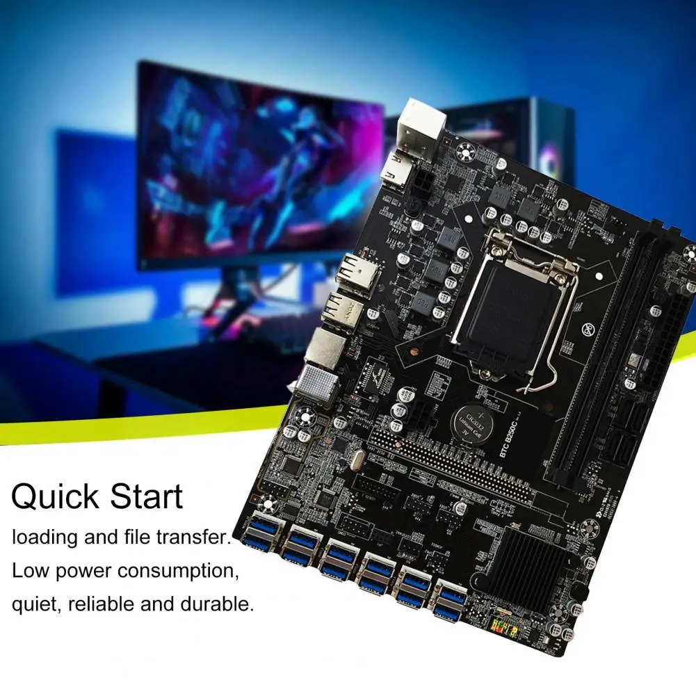 Новая материнская плата для майнинга DDR4 LGA1151 PCB B250C BTC 12P PCIe 1x к USB3.0 экономичная |