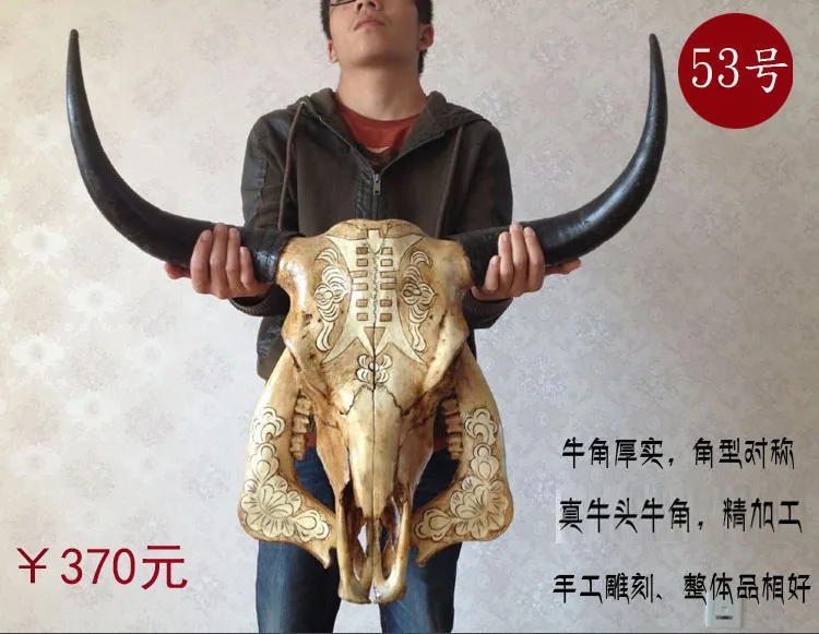 Фото Ручная работа с черепом яка оригинальное украшение головы быка крупный рогатого