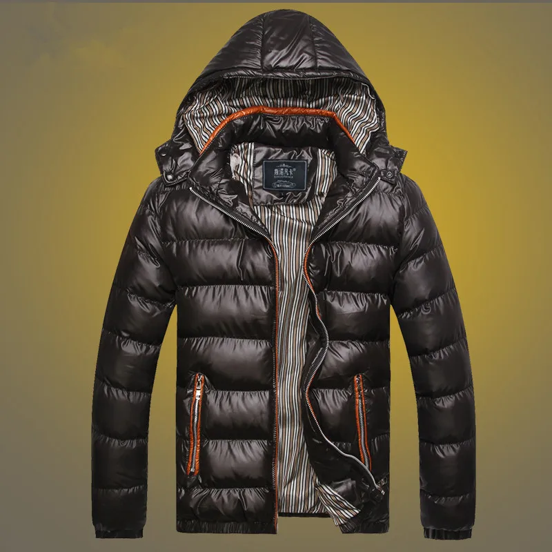 Фото Куртка мужская однотонная зимняя куртка с капюшоном модная повседневная Толстая