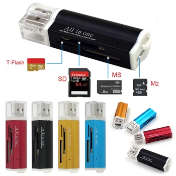 

4 In 1 Multi-Function USB 2.0 High Quality Multifunction Card Reader Adapter For Micro SD SDHC TF M2 MMC MS PRO DUO