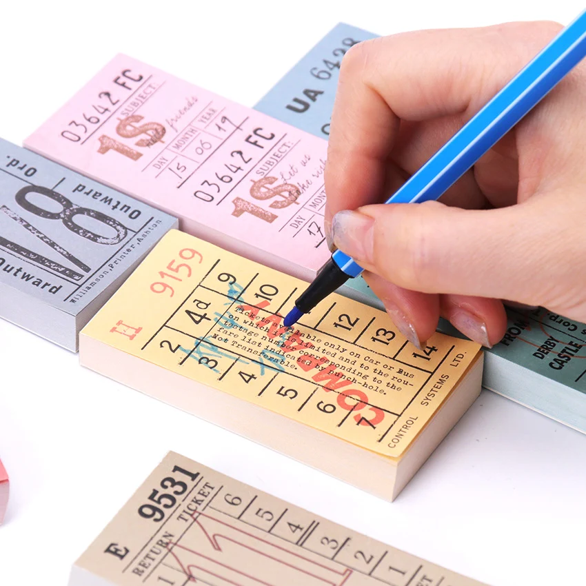 100 Pages Novelty Cute Creative Paper Sticky Notes Retro Ticket Series Memo Pad For Kids Gift Korean Stationery School Supplies
100 Pages Novelty Cute Creative Paper Sticky Notes Retro Ticket Series Memo Pad For Kids Gift Korean Stationery School Supplies
