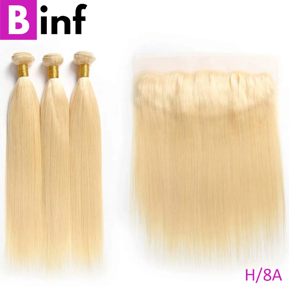 BINF 613 Bundles With Frontal Peruvian Remy Straight Hair 3 Bundles With "13X4" Frontal Blonde Human Hair Frontal With Bundles
BINF 613 Bundles With Frontal Peruvian Remy Straight Hair 3 Bundles With "13X4" Frontal Blonde Human Hair Frontal With Bundles