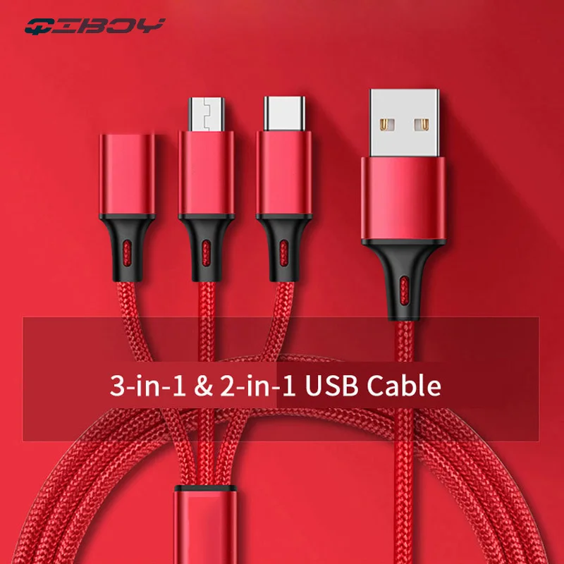 3 in 1 USB Cable TypeC Charger Cord For Samsung S10 S8 Huawei P20 Mobile Phone Micro USB Cables For Xiaomi Android Charging Wire
3 in 1 USB Cable TypeC Charger Cord For Samsung S10 S8 Huawei P20 Mobile Phone Micro USB Cables For Xiaomi Android Charging Wire