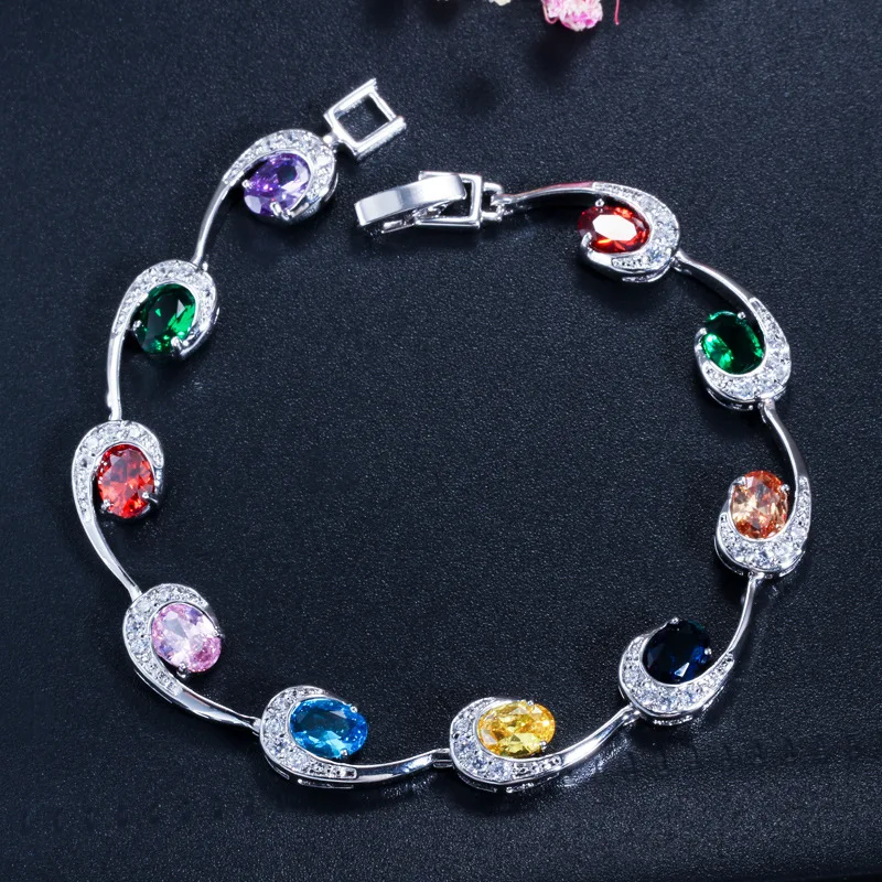 Stylish Luxury Women's 925 Sterling Silver AAA Zircon Bracelet Red Green Blue White Multicolor Pink Silver Jewelry Bracelet
Stylish Luxury Women's 925 Sterling Silver AAA Zircon Bracelet Red Green Blue White Multicolor Pink Silver Jewelry Bracelet