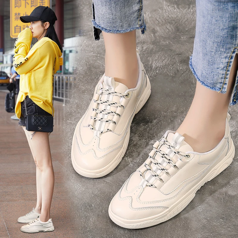 white women genuine leather vulcanized shoes fashion korean trend ladies skate casual flats designer female dress moccasins girl (27)