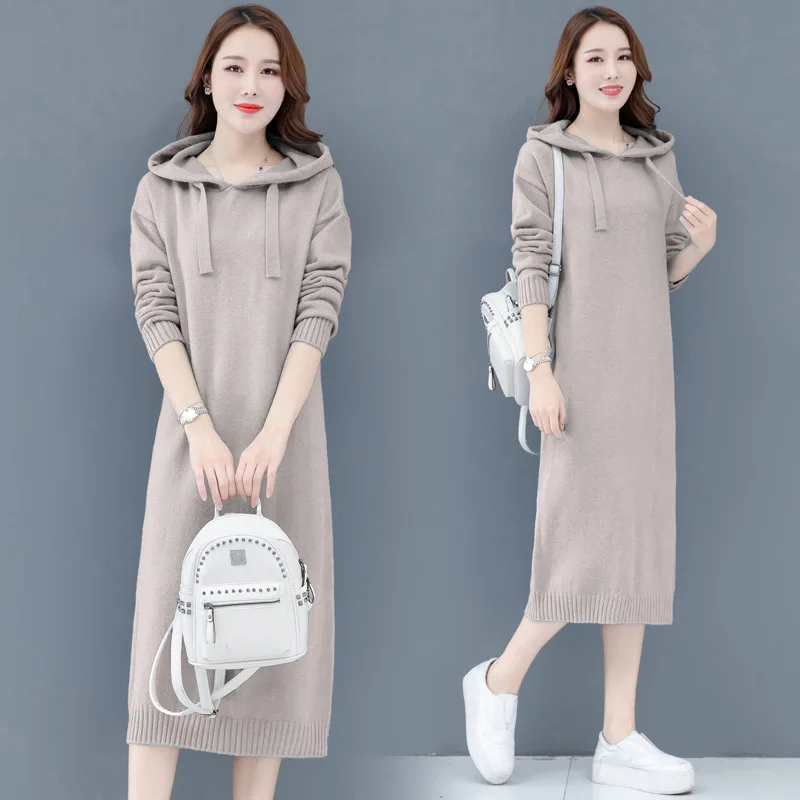 Mid-length Knitted Hoodie Female 2020 Autumn and Winter New Style Korean-style Outer Wear Sweater Loose over-the-Knee Dress Fash
Mid-length Knitted Hoodie Female 2020 Autumn and Winter New Style Korean-style Outer Wear Sweater Loose over-the-Knee Dress Fash
