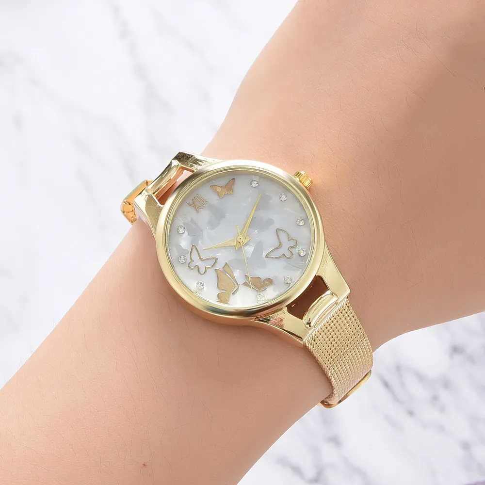 Doreen Box New Fashion Gold/Silver/Rose Gold Butterfly Pattern Wristwatch Alloy Mesh Business Office Lady Quartz Dress Watches | Наручные