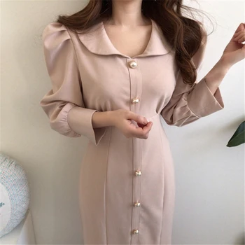 Spring Vintage Women Solid Puff Sleeve Empire A-Line Dress Casual Long Sleeve Turn-Down Collar Ladies Mid-Calf Dresses Vestidos
Spring Vintage Women Solid Puff Sleeve Empire A-Line Dress Casual Long Sleeve Turn-Down Collar Ladies Mid-Calf Dresses Vestidos