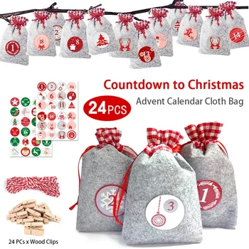 24Pcs/Set Candy Storage Reusable with Stickers Craft Drawstring Christmas Countdown DIY Advent Calendar Bags Hanging
24Pcs/Set Candy Storage Reusable with Stickers Craft Drawstring Christmas Countdown DIY Advent Calendar Bags Hanging