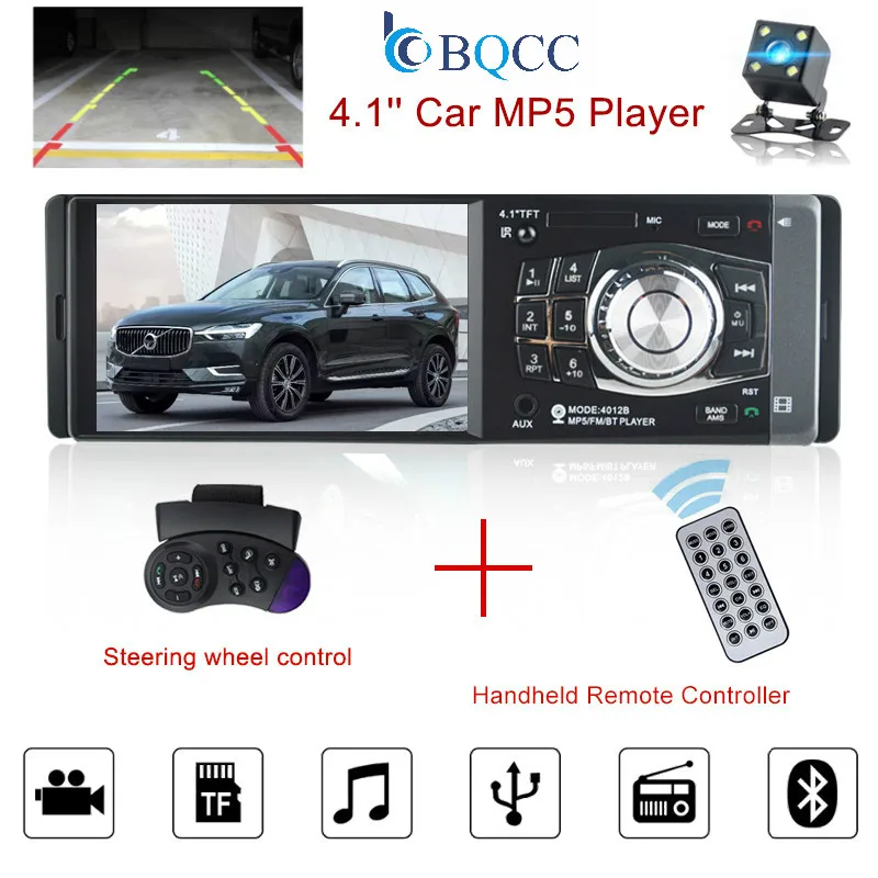 Автомагнитола 1 Din 4 дюйма Bluetooth USB AUX FM станция поддержка камеры заднего вида