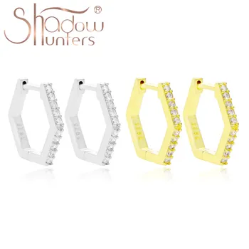 SHADOWHUNTERS Real 925 Sterling Silver Crystal Geometric Hexagon Huggies Hoop Earrings with Clear Zircon Women Trendy Jewellery
SHADOWHUNTERS Real 925 Sterling Silver Crystal Geometric Hexagon Huggies Hoop Earrings with Clear Zircon Women Trendy Jewellery