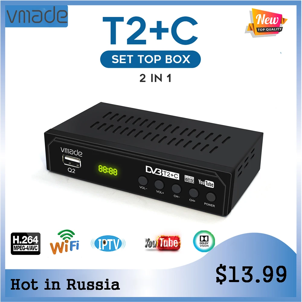 Newest HD T2 TV Tuner DVB T2+C digital tv receiver support youtube WIFI IPTV DVB T2 DVB C set-top box H.264 dobly AC3 receptor
Newest HD T2 TV Tuner DVB T2+C digital tv receiver support youtube WIFI IPTV DVB T2 DVB C set-top box H.264 dobly AC3 receptor