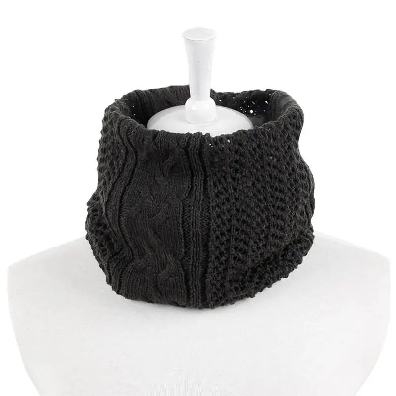Wool Knitted Soft Scarf Casual Style Single Loop Neck Winter Warmer Windproof (Dark Grey) | Аксессуары для одежды