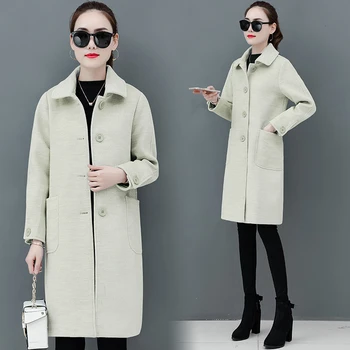 Autumn Winter New Wool Coat Women Korean Fashion Long sleeve Woolen Coat Trend Loose Plus size Wool Jacket Ladies Overcoat 3XL 
Autumn Winter New Wool Coat Women Korean Fashion Long sleeve Woolen Coat Trend Loose Plus size Wool Jacket Ladies Overcoat 3XL