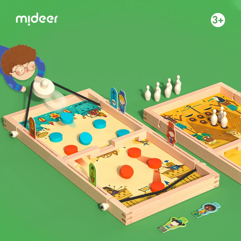 

Mideer 10 In 1 Wooden Carrom Board Game Hockey Playing Chess 1~4 Players Challenge Battle Interactive Baby Children Kids 3Y+