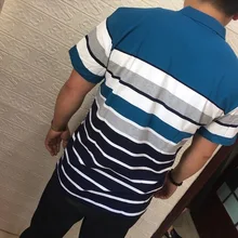 Camisa Polo bordada para hombre, Polo de negocios, informal, holgado, a rayas, de algodón, a la moda, de verano, 2021