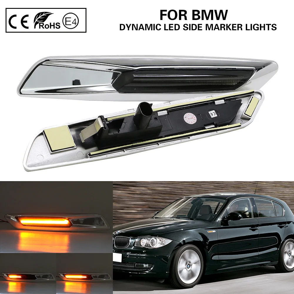 Dynamic F10 Style LED side marker lamp turn signal light smoke lens+silver chrome finishes for BMW E60 E61 E82 E88 E90 E91E92E93
Dynamic F10 Style LED side marker lamp turn signal light smoke lens+silver chrome finishes for BMW E60 E61 E82 E88 E90 E91E92E93