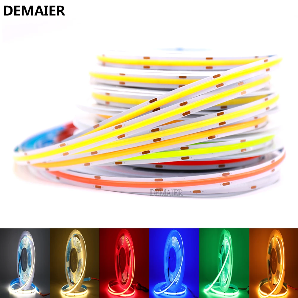 

COB Hohe Dichte Flexible COB Streifen Licht 384 528 LEDs 8/10mm White/natural light/warm white/yellow/red/blue/Grün DC12V 24V