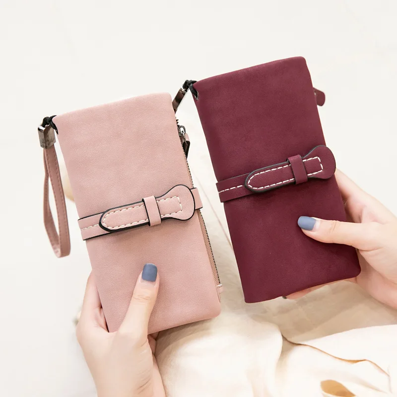 

Long Matte Women's Fashion Wallet High Capacity Pu Leather Money Phone Bag Zipper Hasp Coin Purse Card Holder Female Clutch