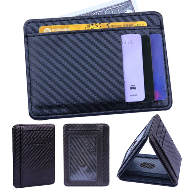 Hot Men RFID Blocking Leather Slim Wallet Money Clip Credit Card Holder Coin Pocket