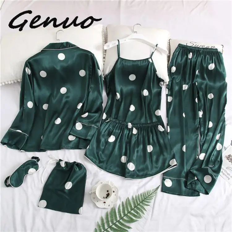Genuo New 7 Pieces Spring Summer Women Silk Pajamas Set Sleepwear Satin Pijama Suit Female Nightwear Sleep Loungewear Pyjamas
Genuo New 7 Pieces Spring Summer Women Silk Pajamas Set Sleepwear Satin Pijama Suit Female Nightwear Sleep Loungewear Pyjamas