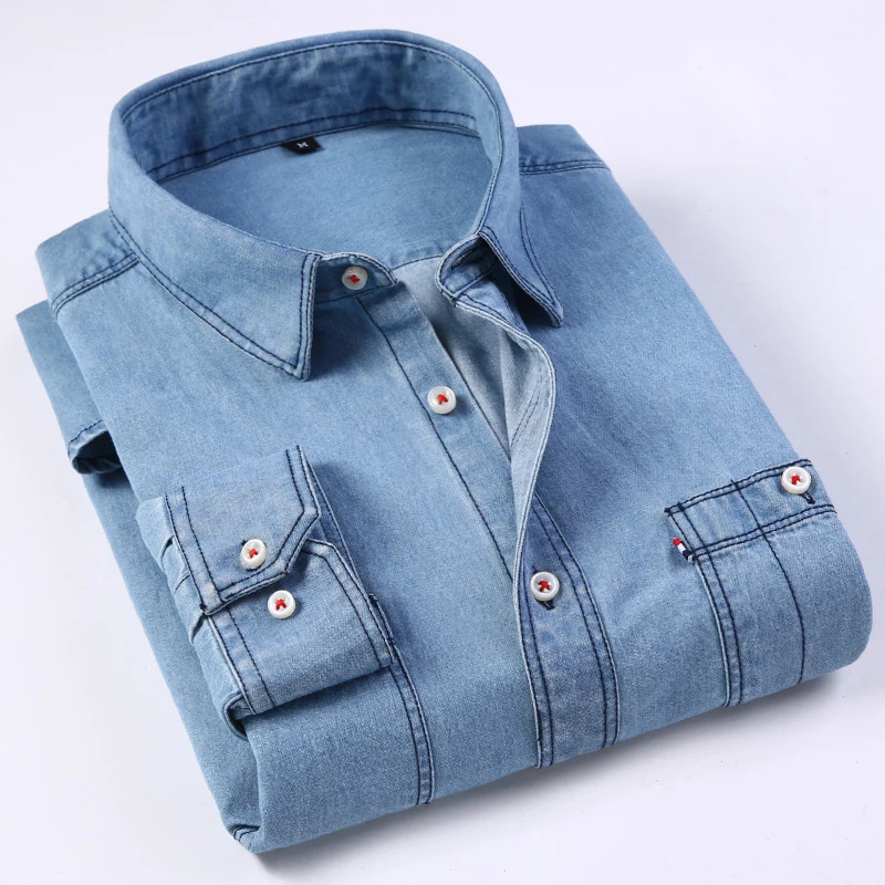 4XL Mens Regular-fit Long-Sleeve Denim blouse Two Button Front Chest Pockets & Pencil Slot Rugged Wear Thin Casual Cotton Shirts
4XL Mens Regular-fit Long-Sleeve Denim blouse Two Button Front Chest Pockets & Pencil Slot Rugged Wear Thin Casual Cotton Shirts