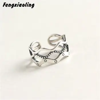 Fengxiaoling Retro Style Three-layer Ring 100% Genuine 925 Sterling Silver Geometric Shape Open Rings For Women Fine Jewelry 
Fengxiaoling Retro Style Three-layer Ring 100% Genuine 925 Sterling Silver Geometric Shape Open Rings For Women Fine Jewelry
