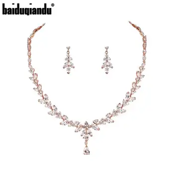 baiduqiandu Brand Exquisite Cubic Zirconia CZ Bridal Necklace Earring Bracelet Set for Wedding Party Jewelry Sets
baiduqiandu Brand Exquisite Cubic Zirconia CZ Bridal Necklace Earring Bracelet Set for Wedding Party Jewelry Sets