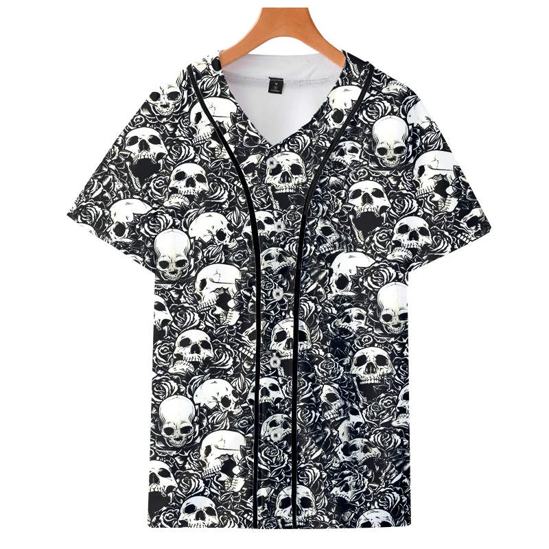 Бейсбольная униформа для мужчин и женщин, Повседневная футболка на пуговицах, с коротким рукавом, черным цветочным принтом, черепом, в стиле хип-хоп, с 3D принтом, Прямая поставка
Бейсбольная униформа для мужчин и женщин, Повседневная футболка на пуговицах, с коротким рукавом, черным цветочным принтом, черепом, в стиле хип-хоп, с 3D принтом, Прямая поставка