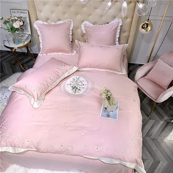 Vintage Floral Embroidery Duvet Cover Set 4/6Pcs Girls Pink Yellow Queen King size Egyptian Cotton Soft Bedding set Bed Sheet
Vintage Floral Embroidery Duvet Cover Set 4/6Pcs Girls Pink Yellow Queen King size Egyptian Cotton Soft Bedding set Bed Sheet