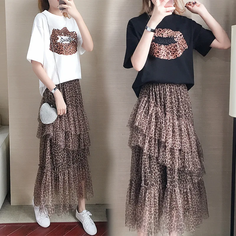 Photo Shoot 2019 New Style Set Two-Piece Set Leopord Pattern Mesh Skirt Set Leopord Pattern Lips Printed WOMEN'S T-shirt Set
Photo Shoot 2019 New Style Set Two-Piece Set Leopord Pattern Mesh Skirt Set Leopord Pattern Lips Printed WOMEN'S T-shirt Set